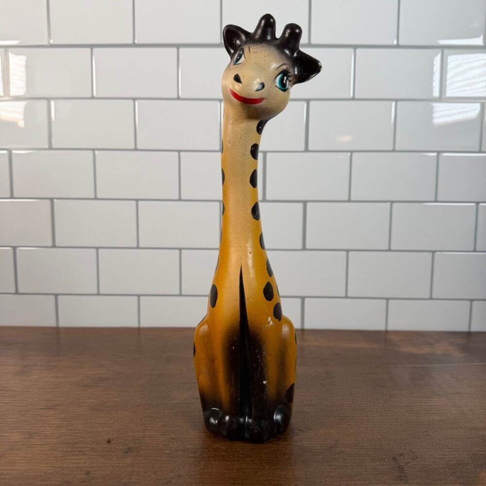 Vintage Mid Century Big Eyes Ceramic Giraffe Figurine